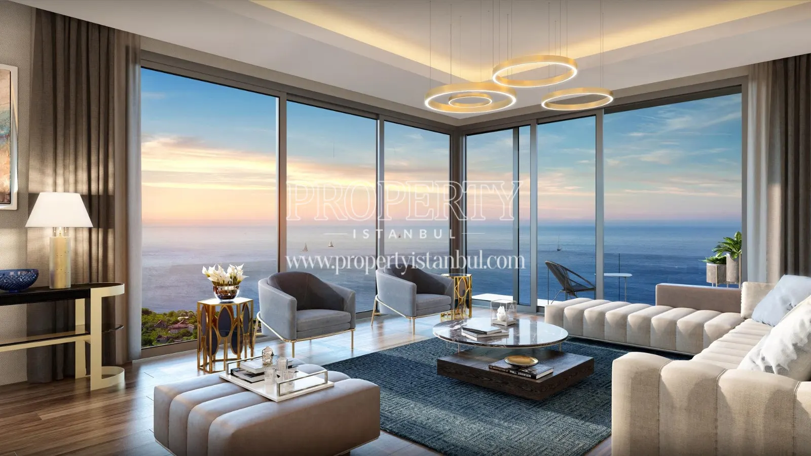 The living room of Palm Marin units