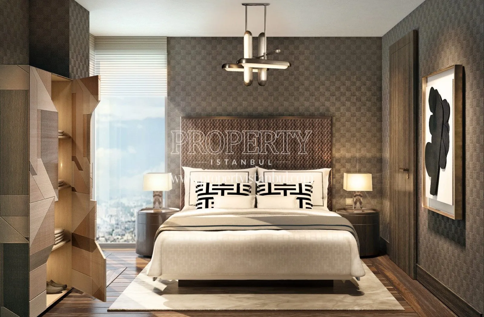 Small master bedroom with a modern design in Cer Istanbul