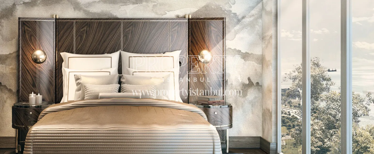 The master bedroom with a sea view