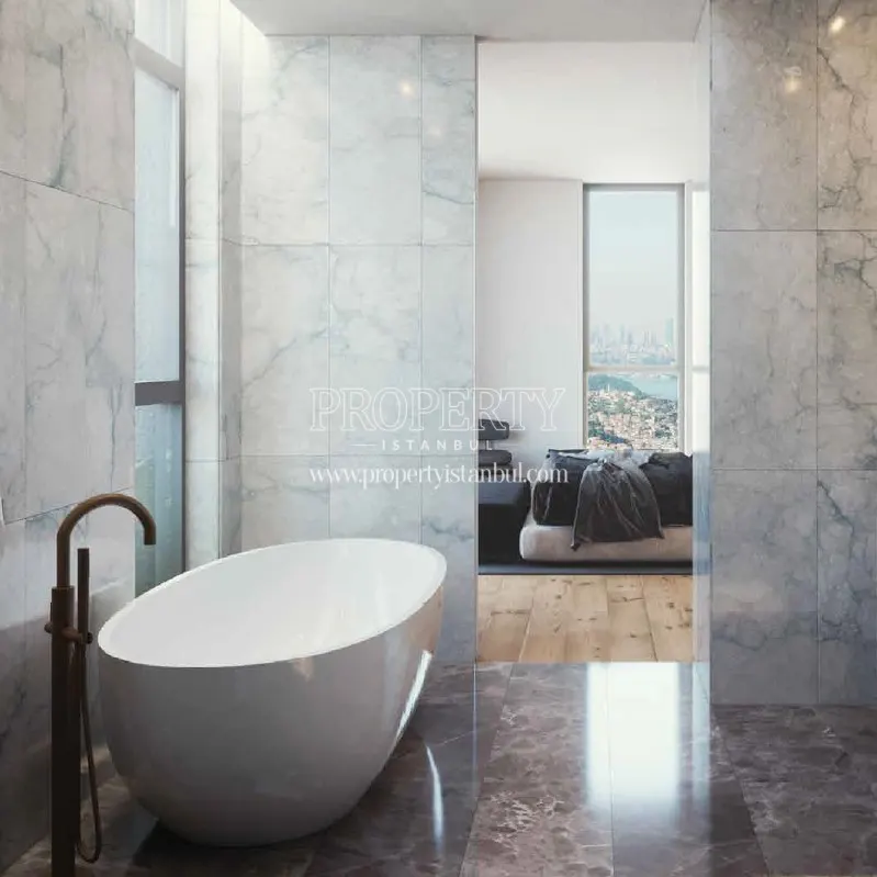 The master bedroom having a small bathroom in Verra Suites