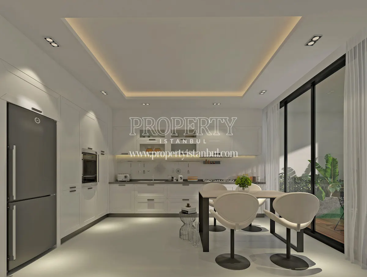 Spacious white kitchen in Tarabya Vadi Konaklari