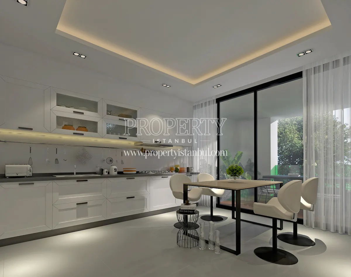 Luxury kitchen with a balcony in Tarabya Vadi Konaklari