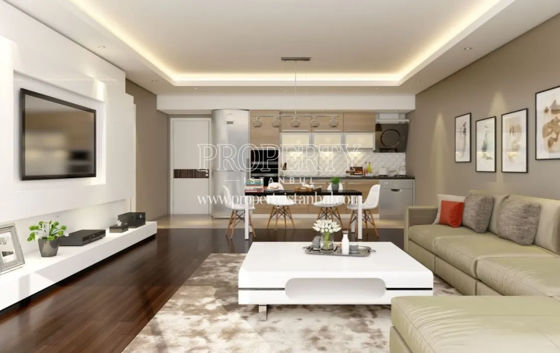 Living room with open kitchen in the Zin D Zer project