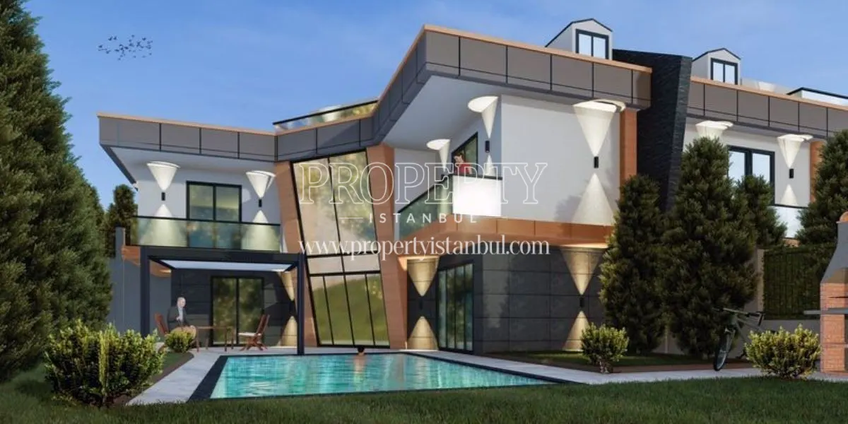 A villa with a pool in the Mavera Villa Etap 2 project
