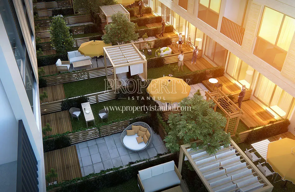 Garden areas of apartments in Taksim Palas