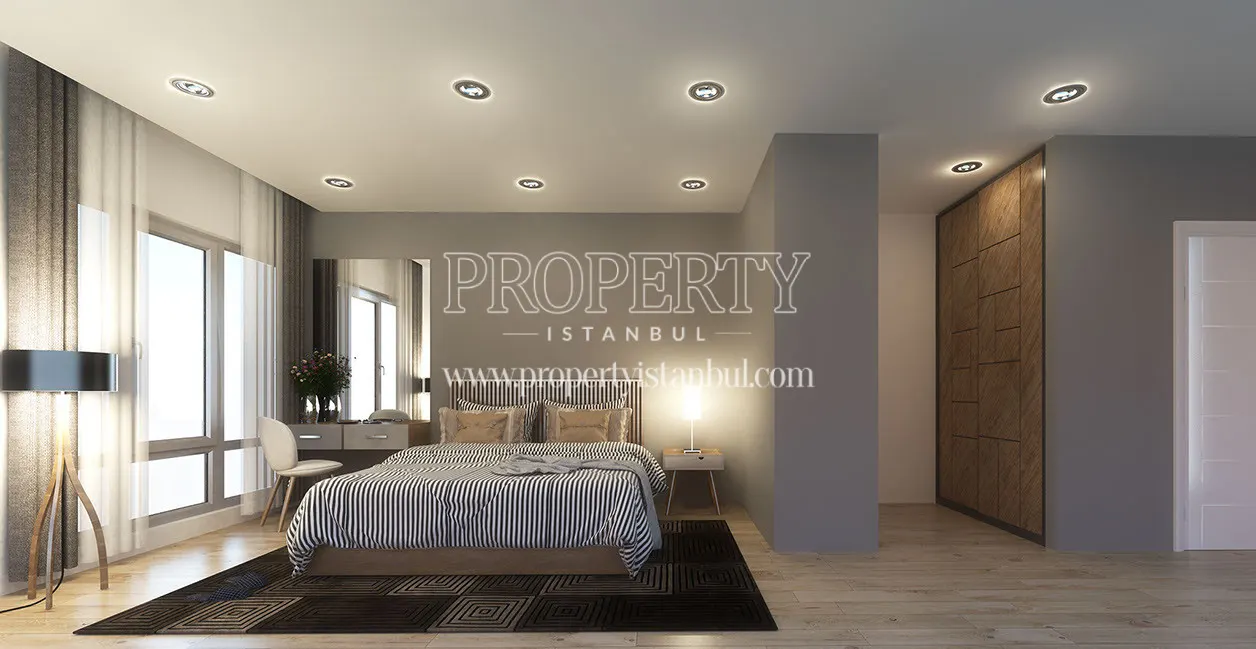 Master bedroom of an apartment in Taksim Palas