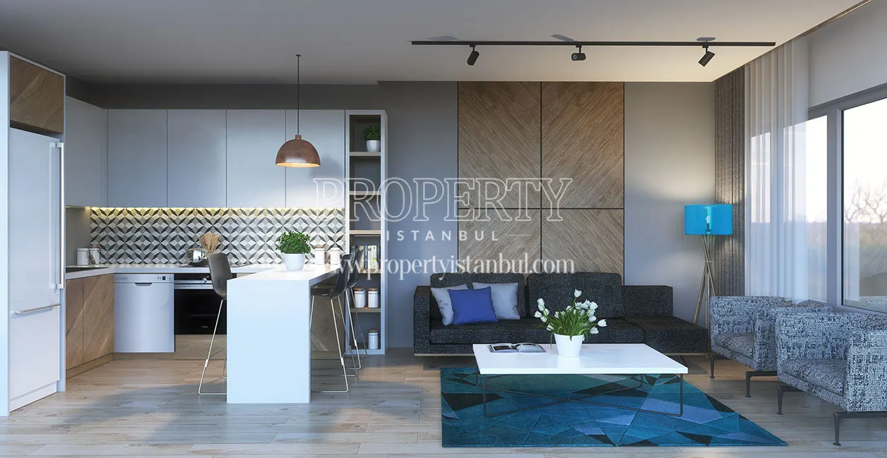 Open kitchen of an apartment in Taksim Palas