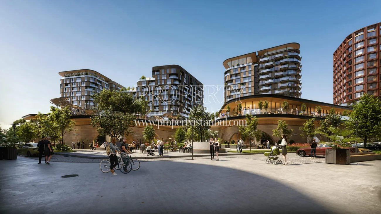Outdoor view of the buildings in the Rams City Halic project