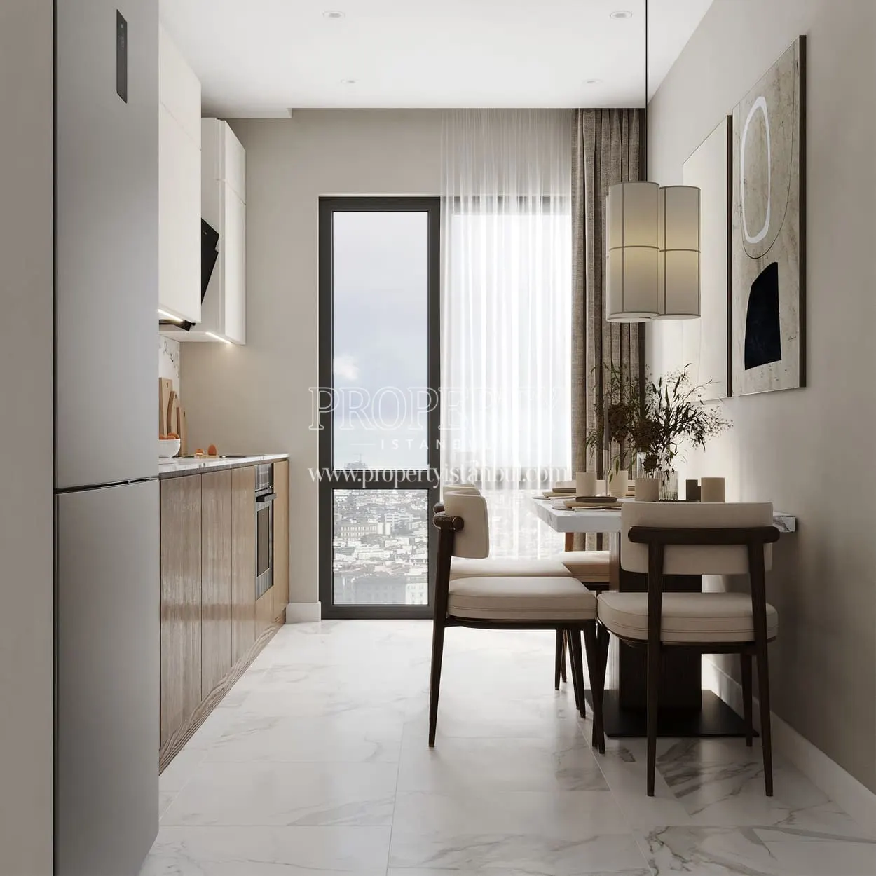 Kitchen and dining area of an apartment in Rams City Halic