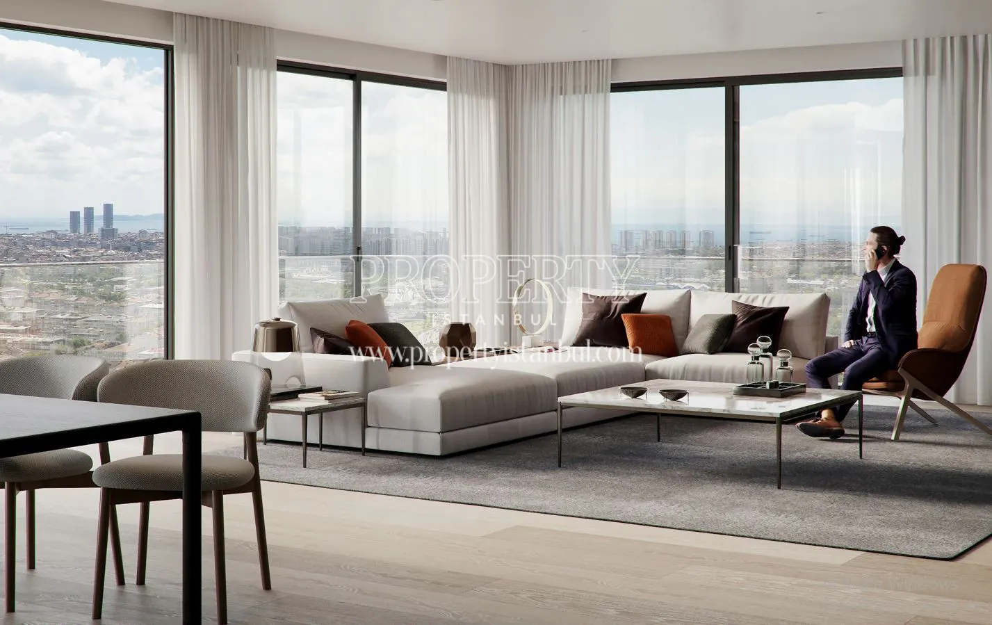 Living room and its view of an apartment in Rams Garden
