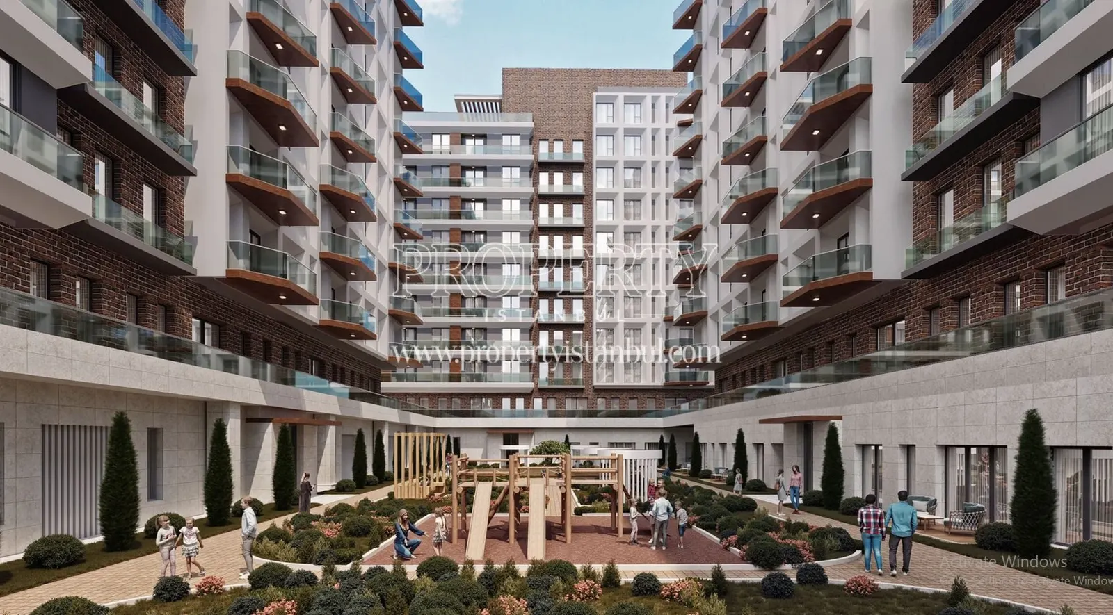 Garden area of the Empire Beylikduzu project