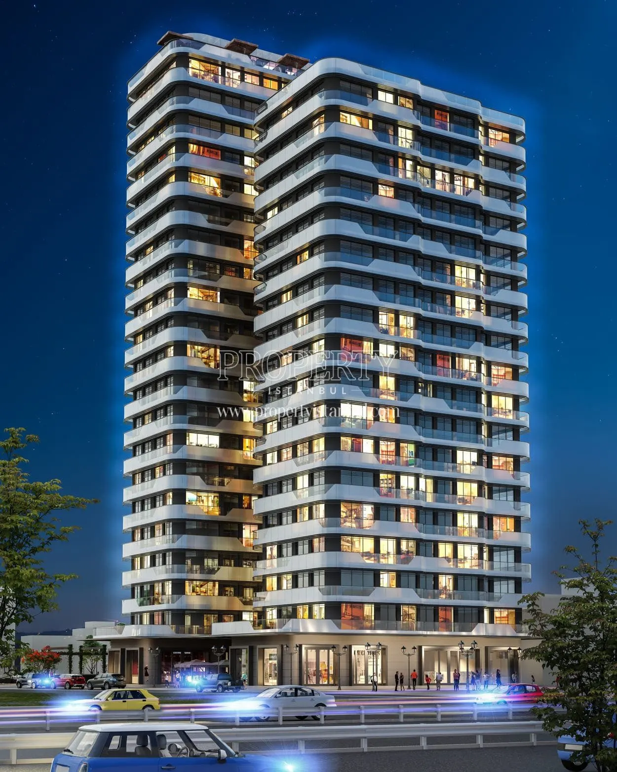 Night view of the Empire Avcilar project