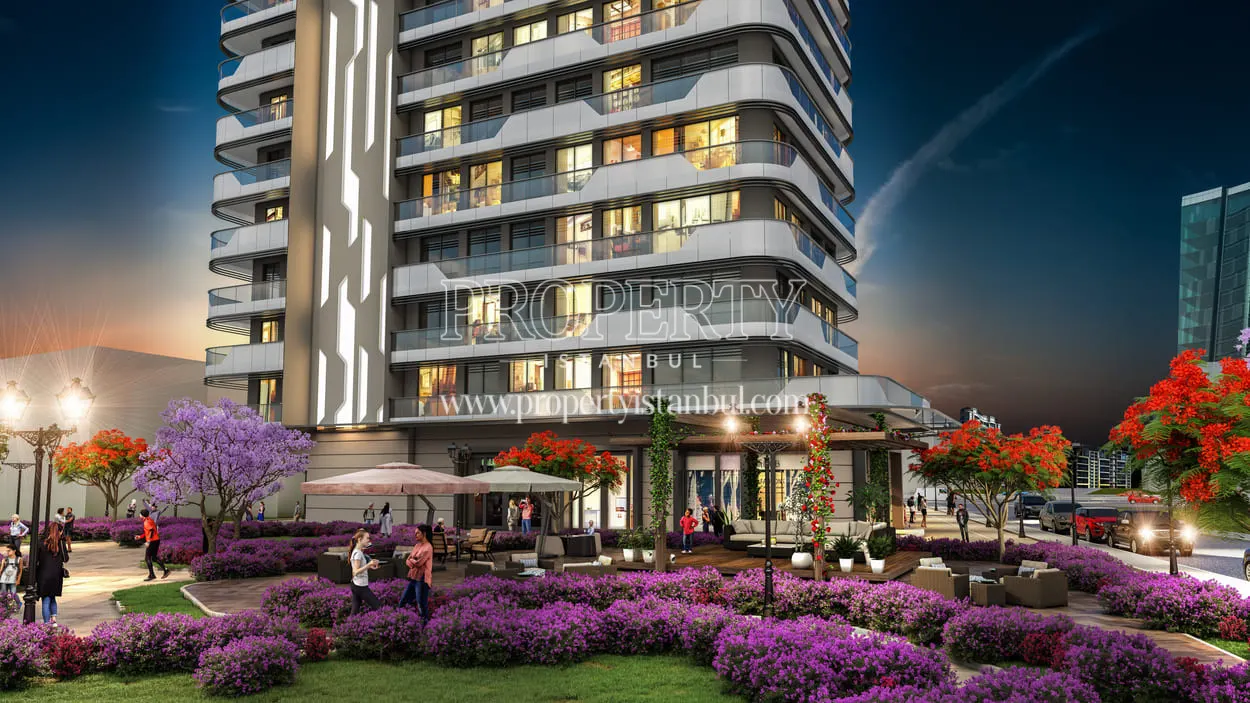 Garden night view of the Empire Avcilar project