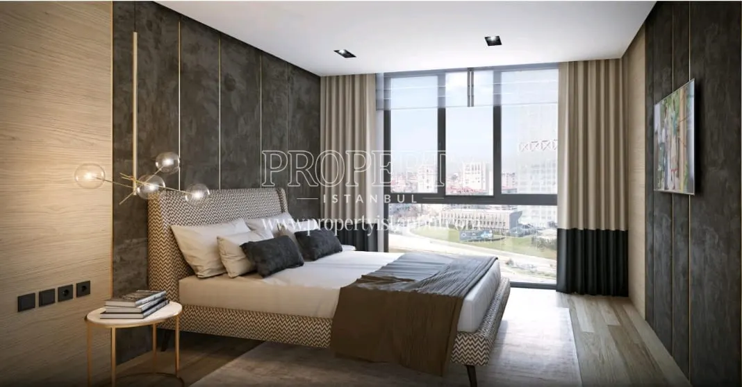 Master bedroom of an apartment in the Suryapi Exen project