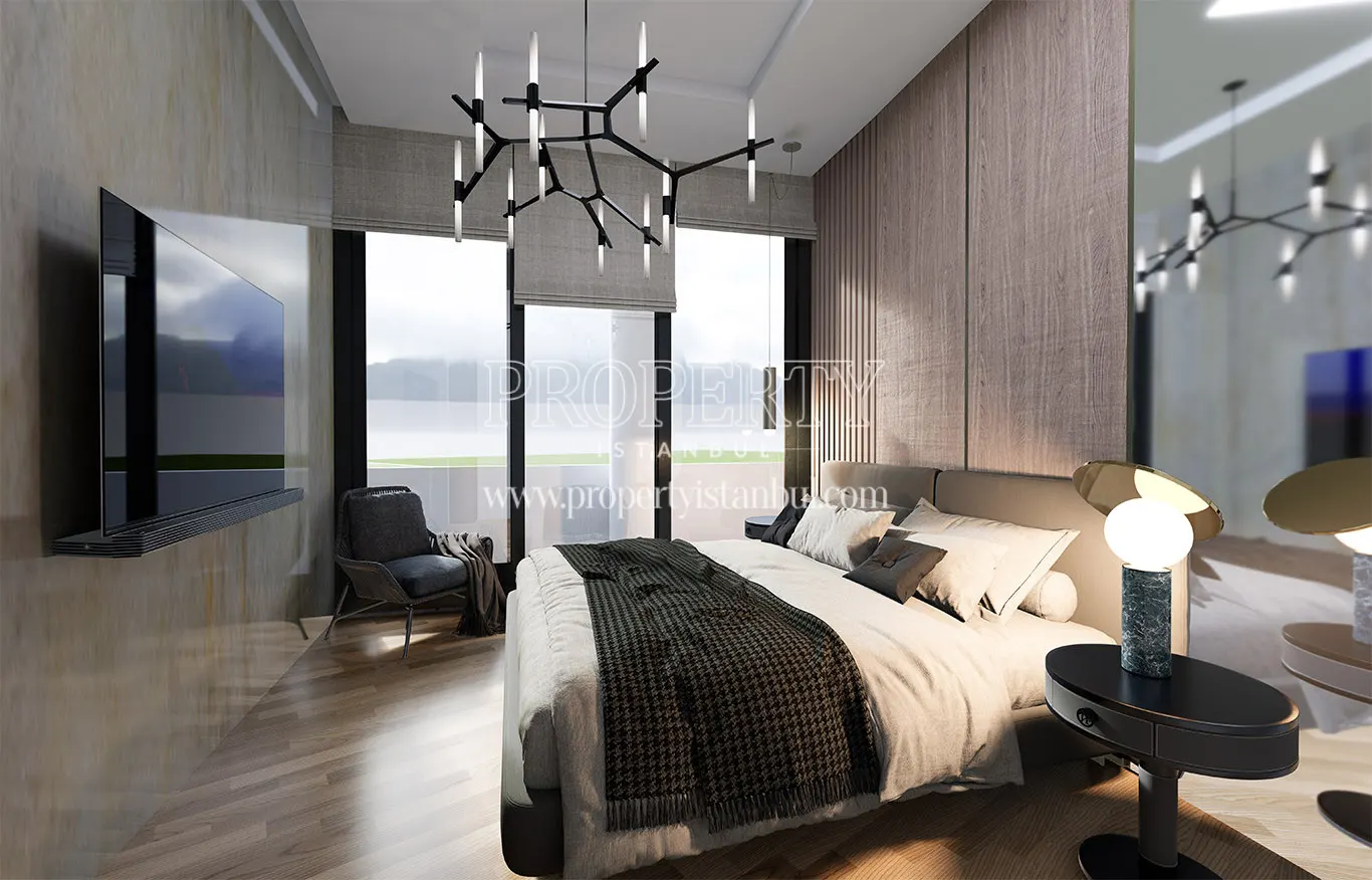 Master bedroom of an apartment in the Lotus Towers project