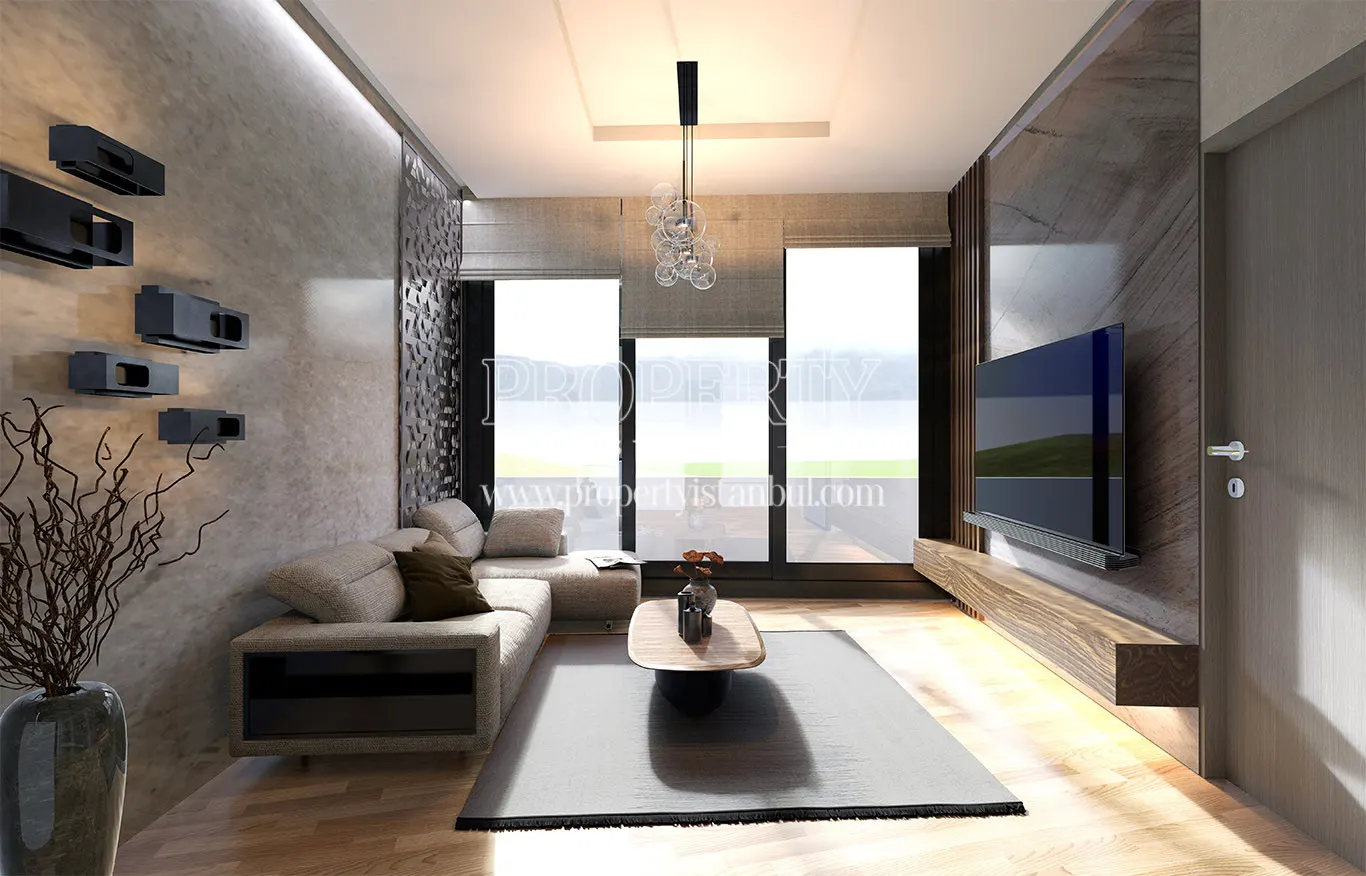 Living room of an apartment in the Lotus Towers project