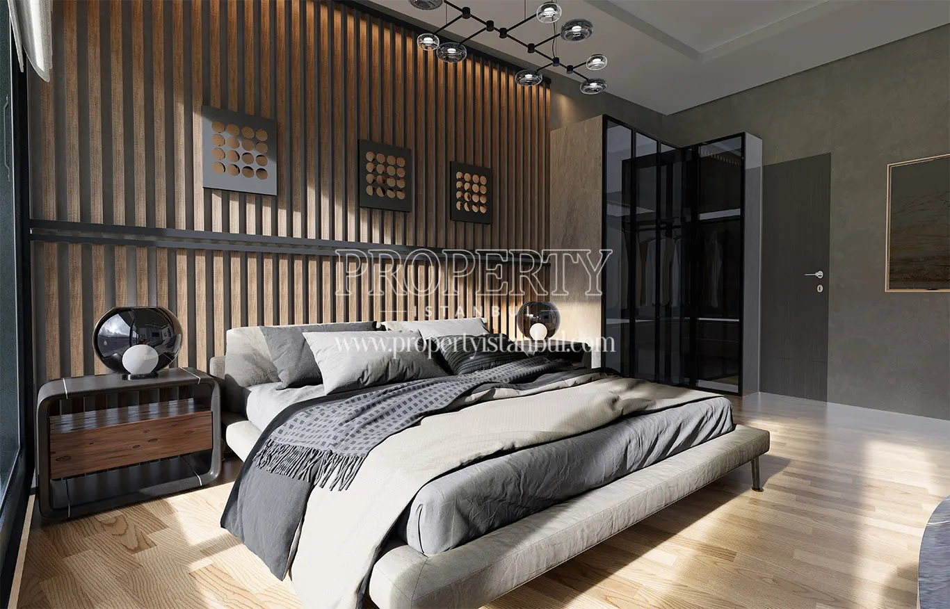Master bedroom of an apartment in the Lotus Towers project