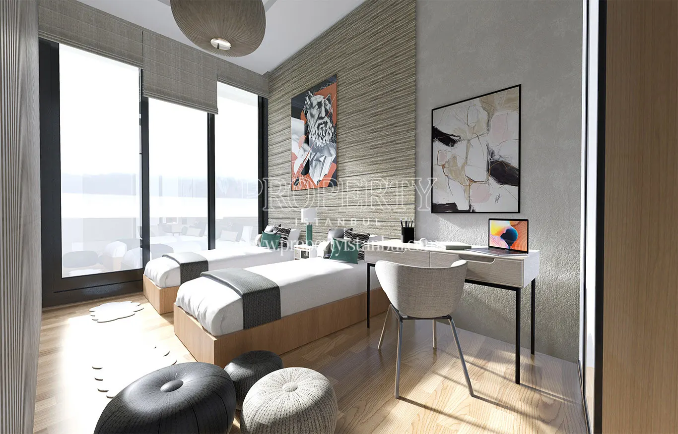 Bedroom of an apartment in the Lotus Towers project