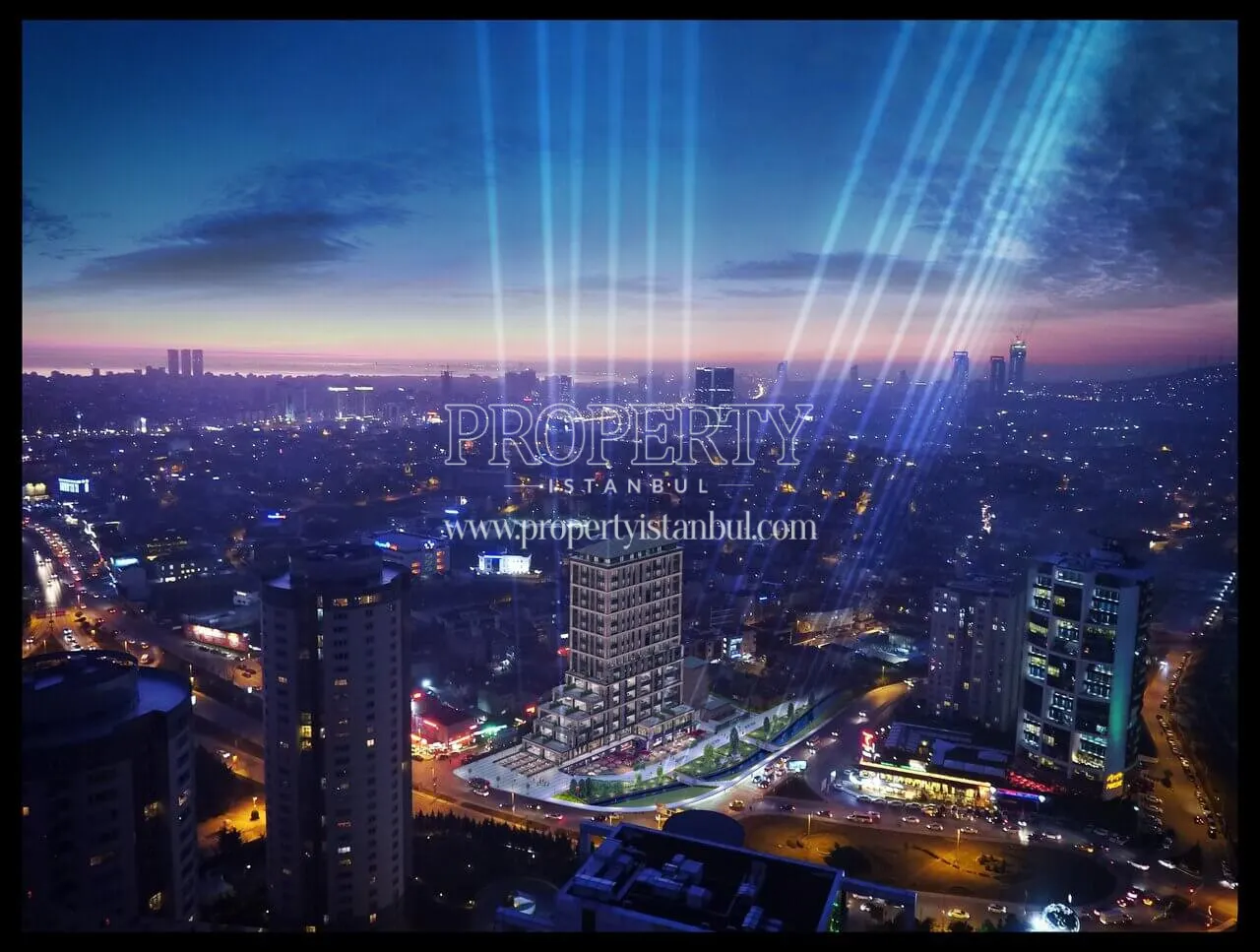Night drone view of Otto Atasehir