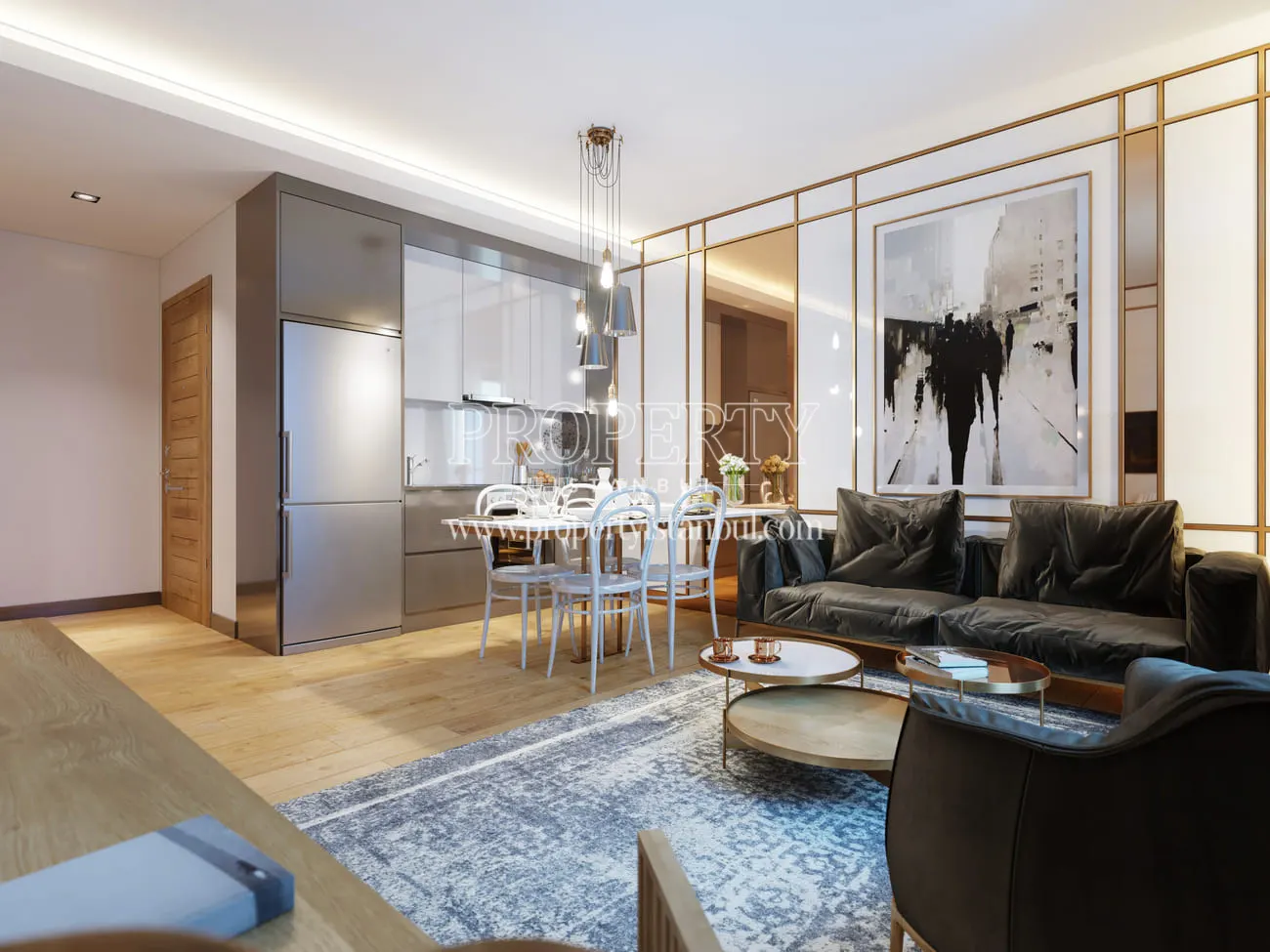 living room and dining area of an apartment in Resim Modern Kagithane