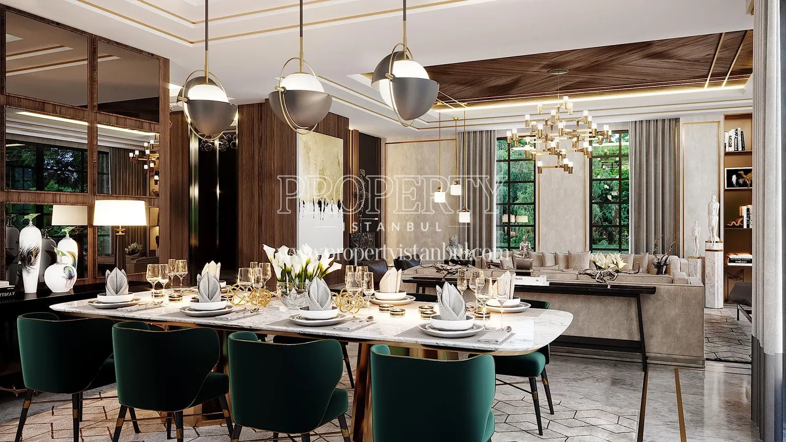 Dining room of a villa in Volony Omerli