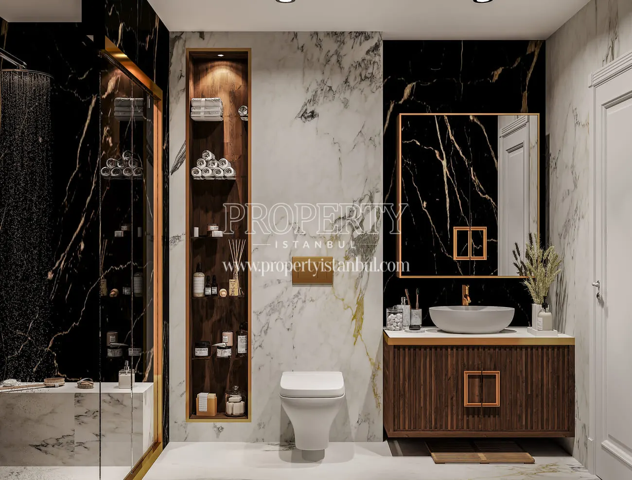 Bathroom of an apartment in Kuleli Evleri La Marin