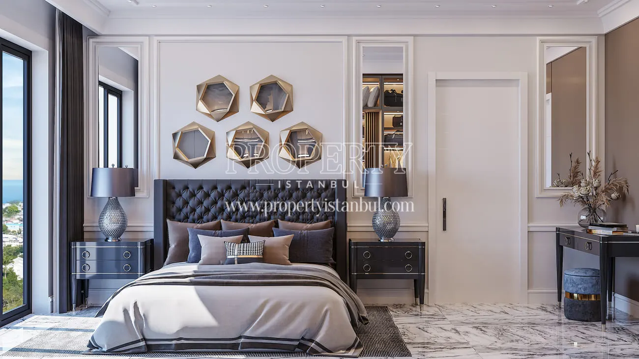 Bedroom of an apartment in Kuleli Evleri La Marin