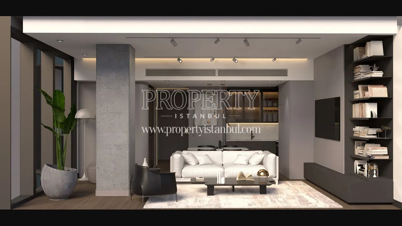 Living room of an apartment in Aston Levent