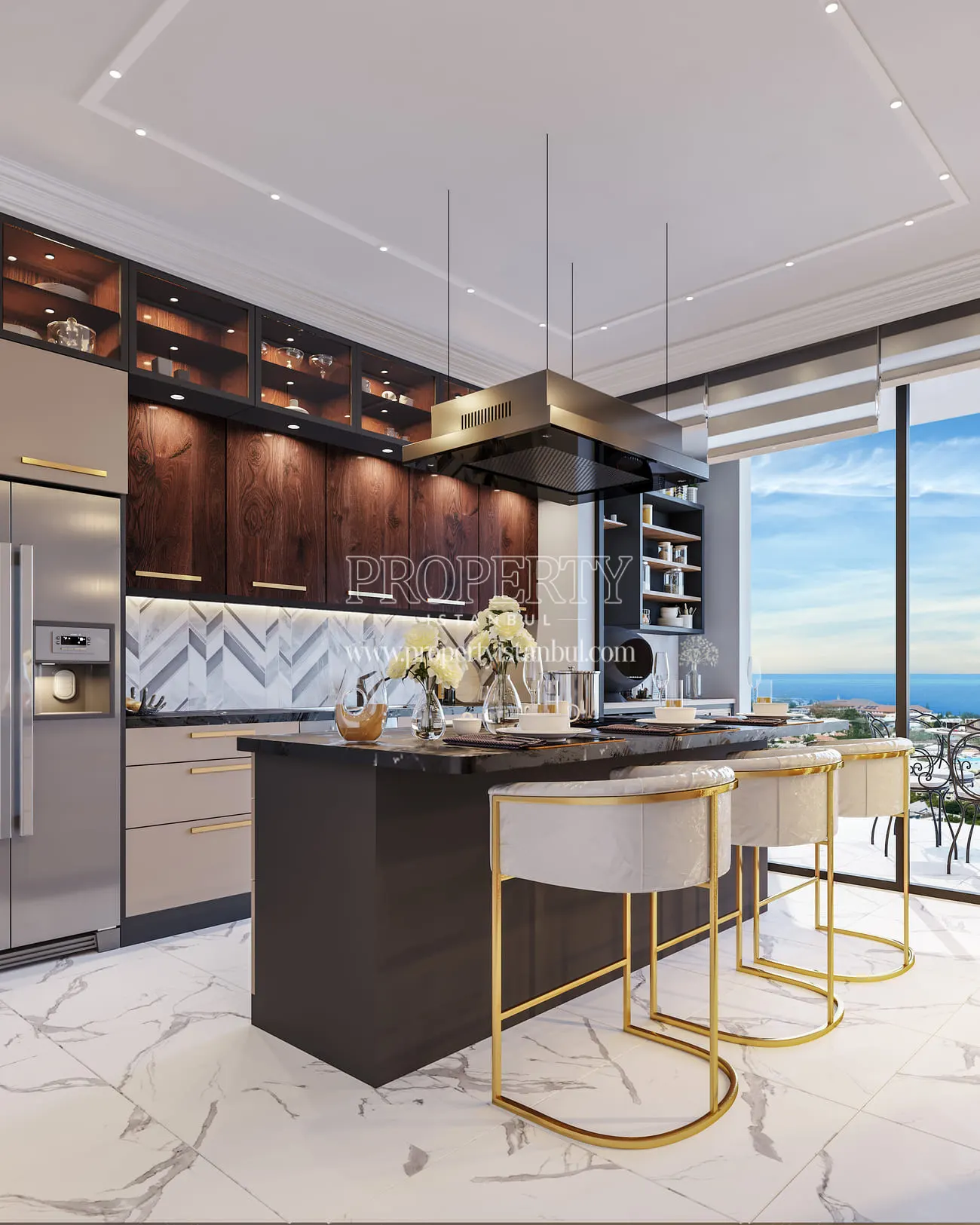 Kitchen of an apartment in Kuleli Evleri La Marin