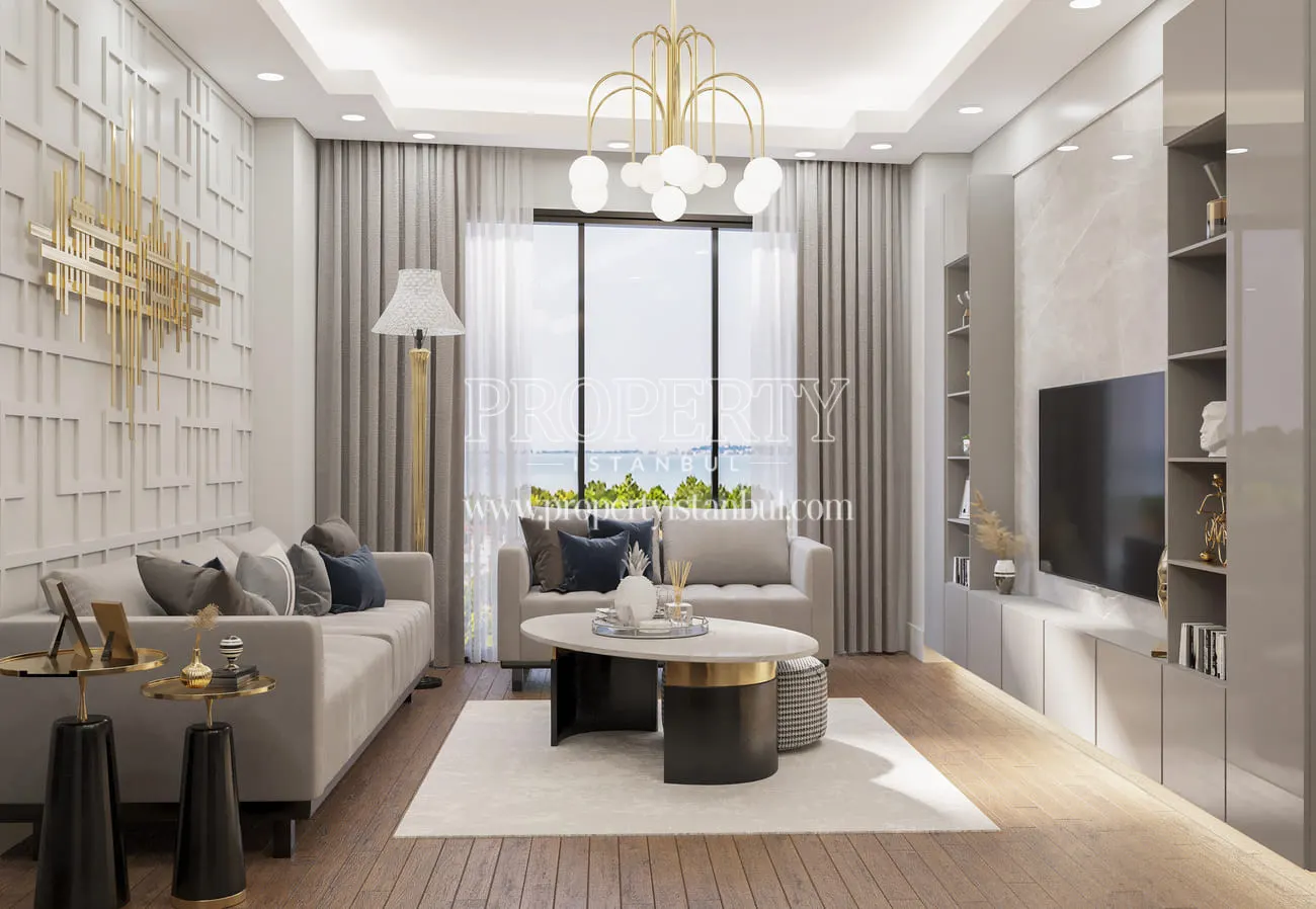 Living room view of an apartment in Pera Blue Beyoglu