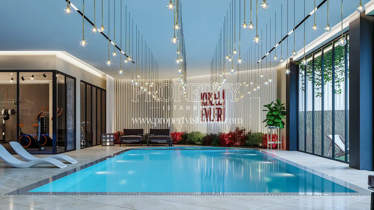 Swimming pool area in Kuleli Evleri La Marin