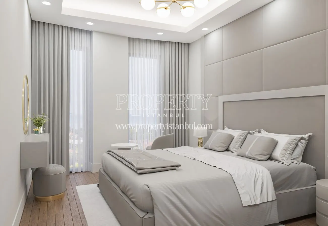 Master bedroom of an apartment in Pera Blue Beyoglu