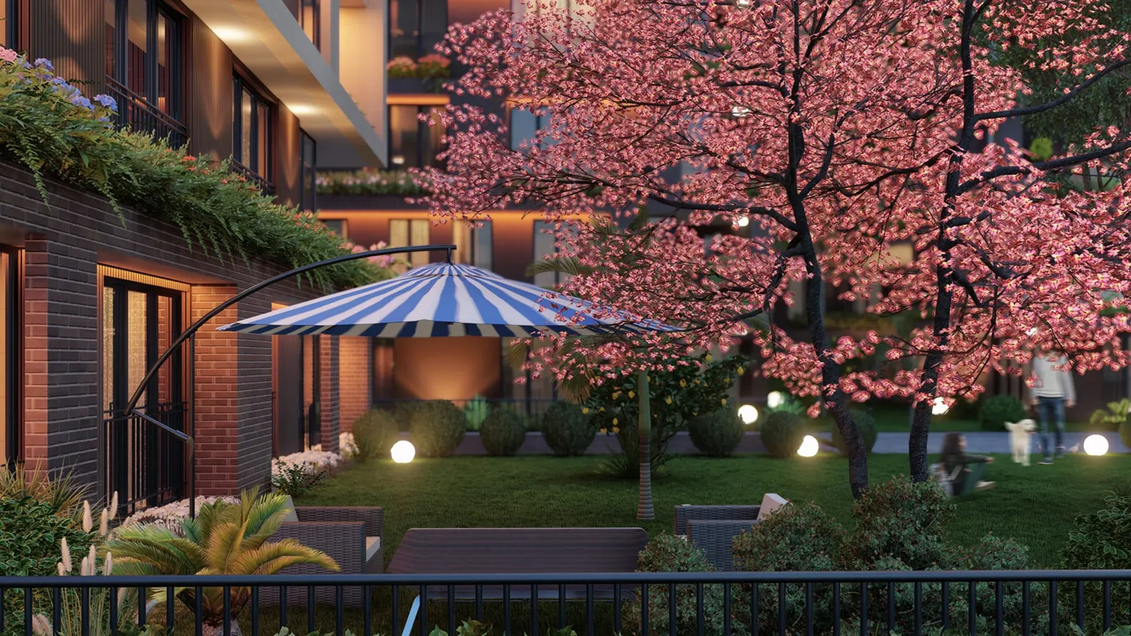 Garden with a sunshade at Acibadem Konaklari