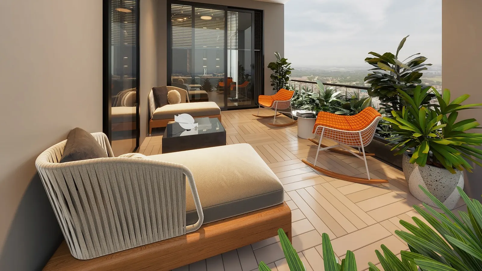 Terrace seating in an Acibadem Konaklari apartment