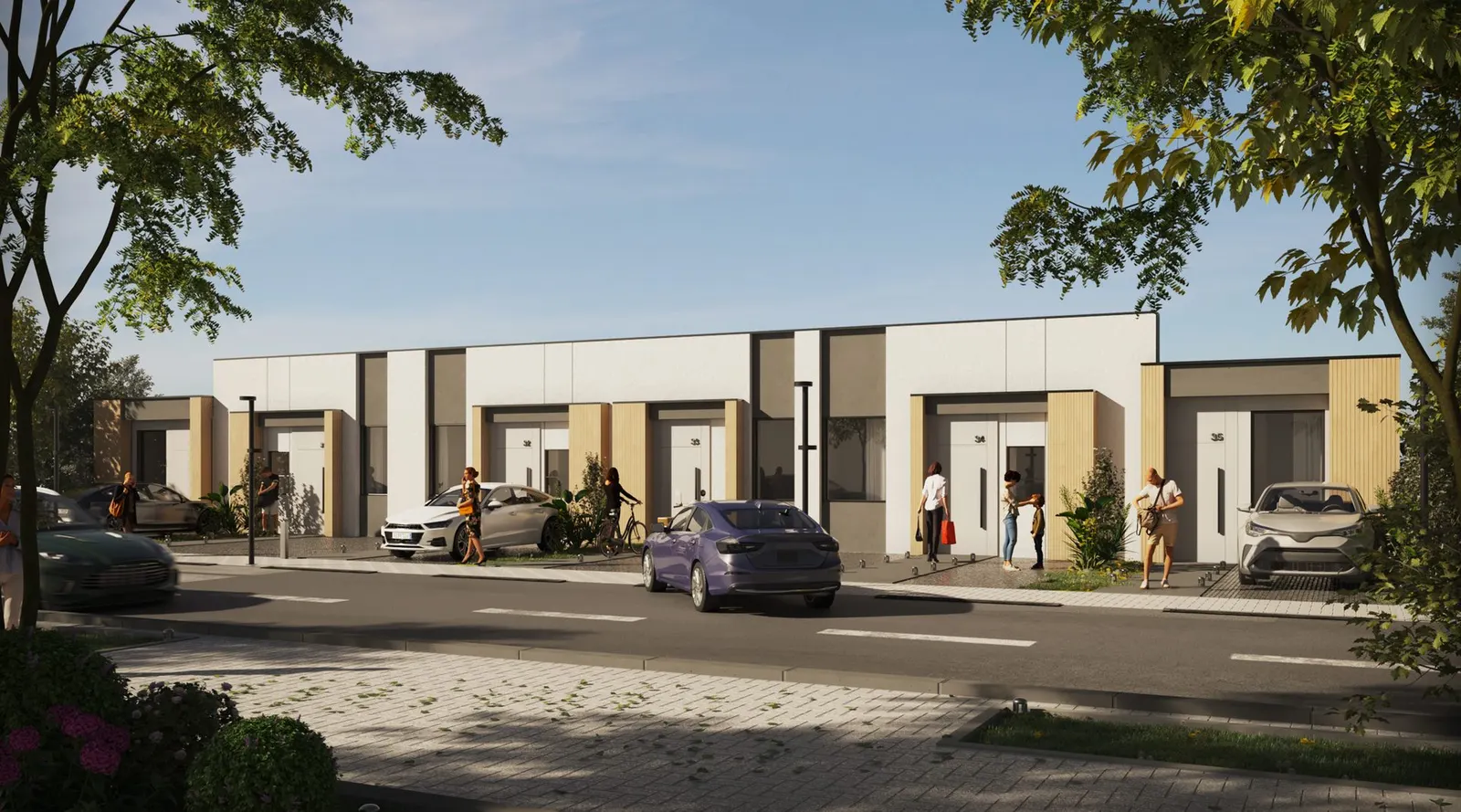 Street of row villas at Afra Park