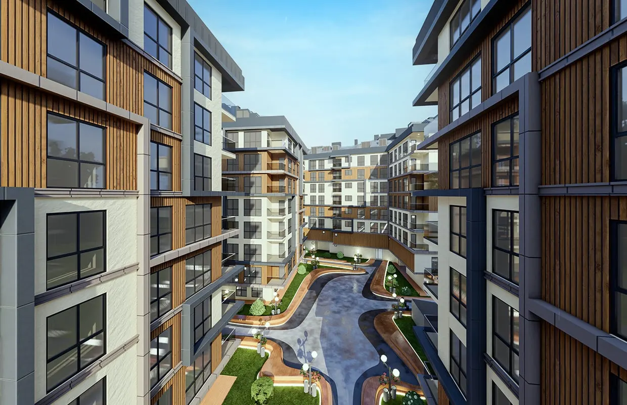 Landscaped courtyard between the AKK Bulgurlu blocks