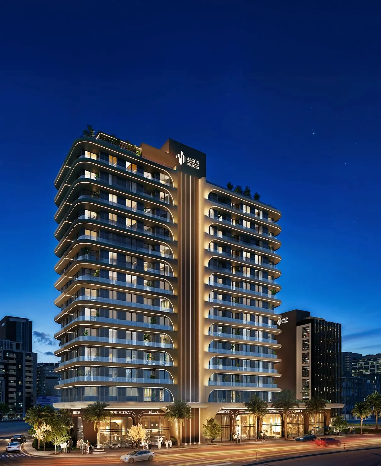 One of the Algun Prime Atasehir towers at dusk