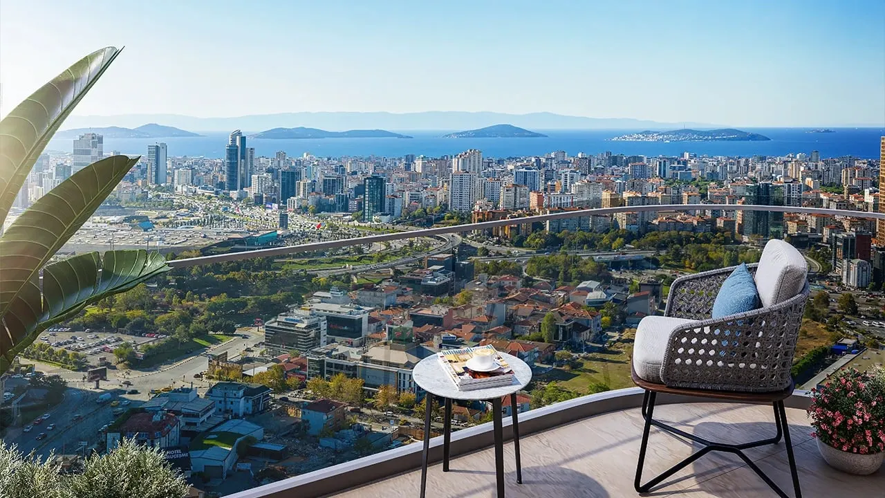 Balcony with a view over Atasehir at Algun Prime Atasehir