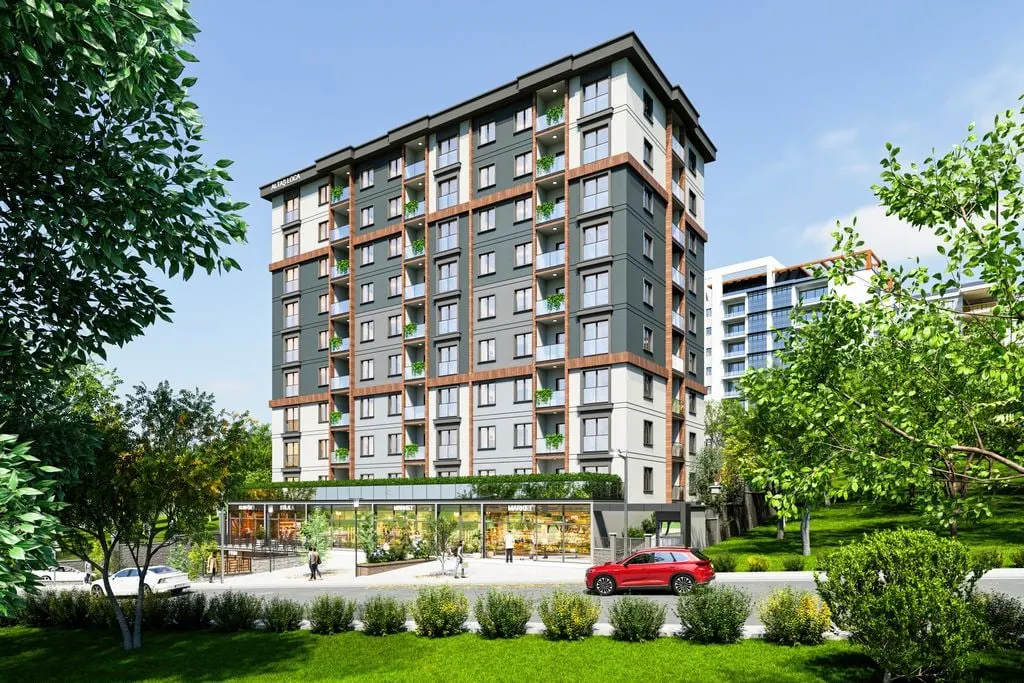 Front of the Altas Loca block among trees