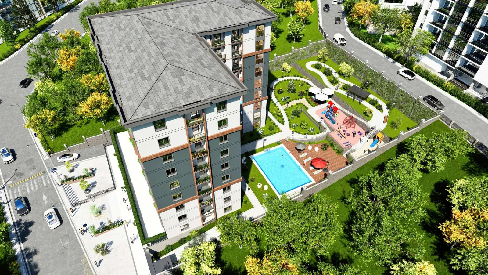 Aerial view of Altas Loca and its garden