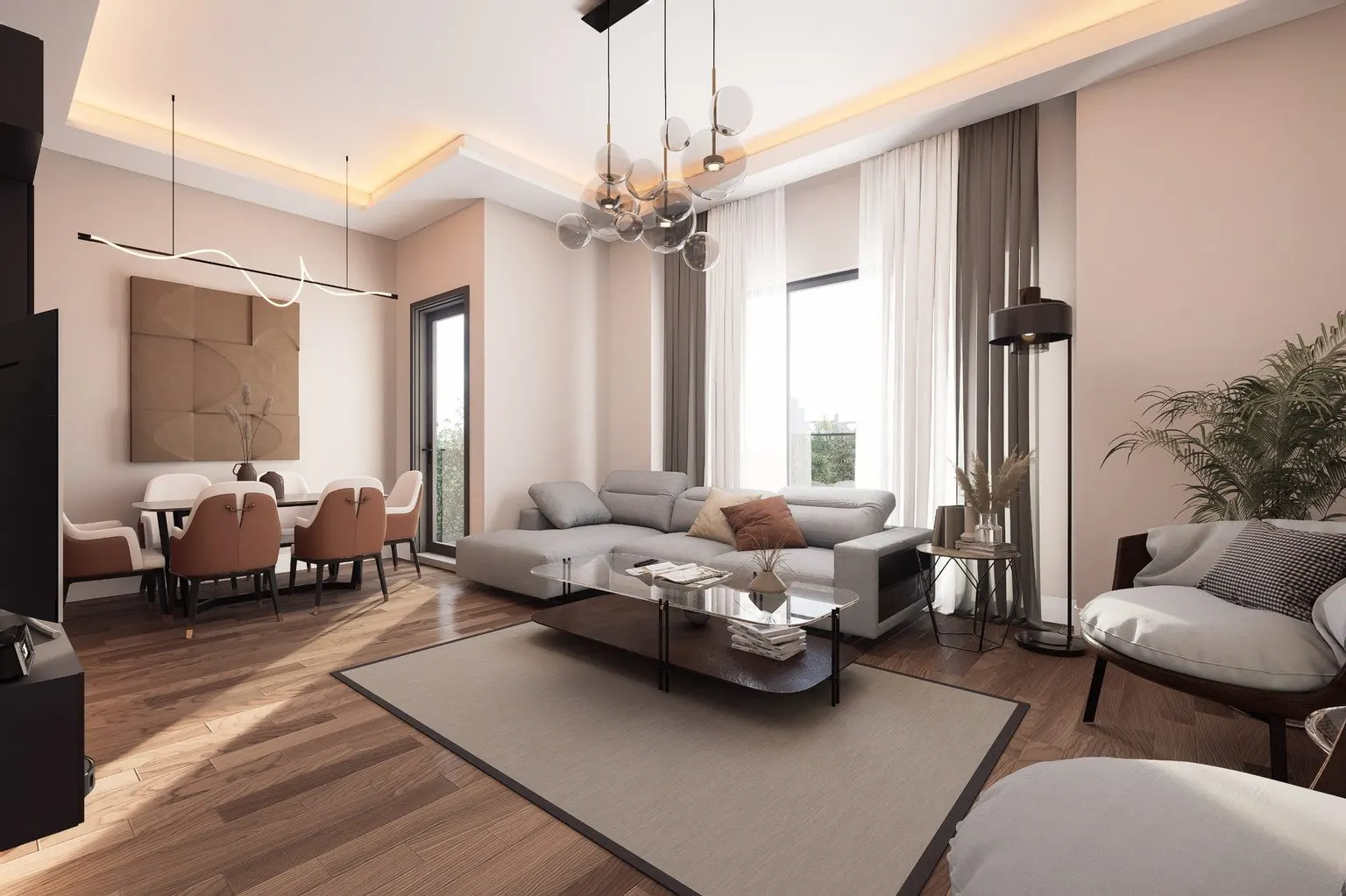 Living room of a 2+1 apartment in Arinmis Apartmani