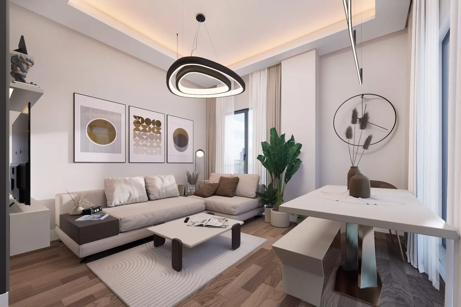 Living room of a 1+1 apartment in Arinmis Apartmani