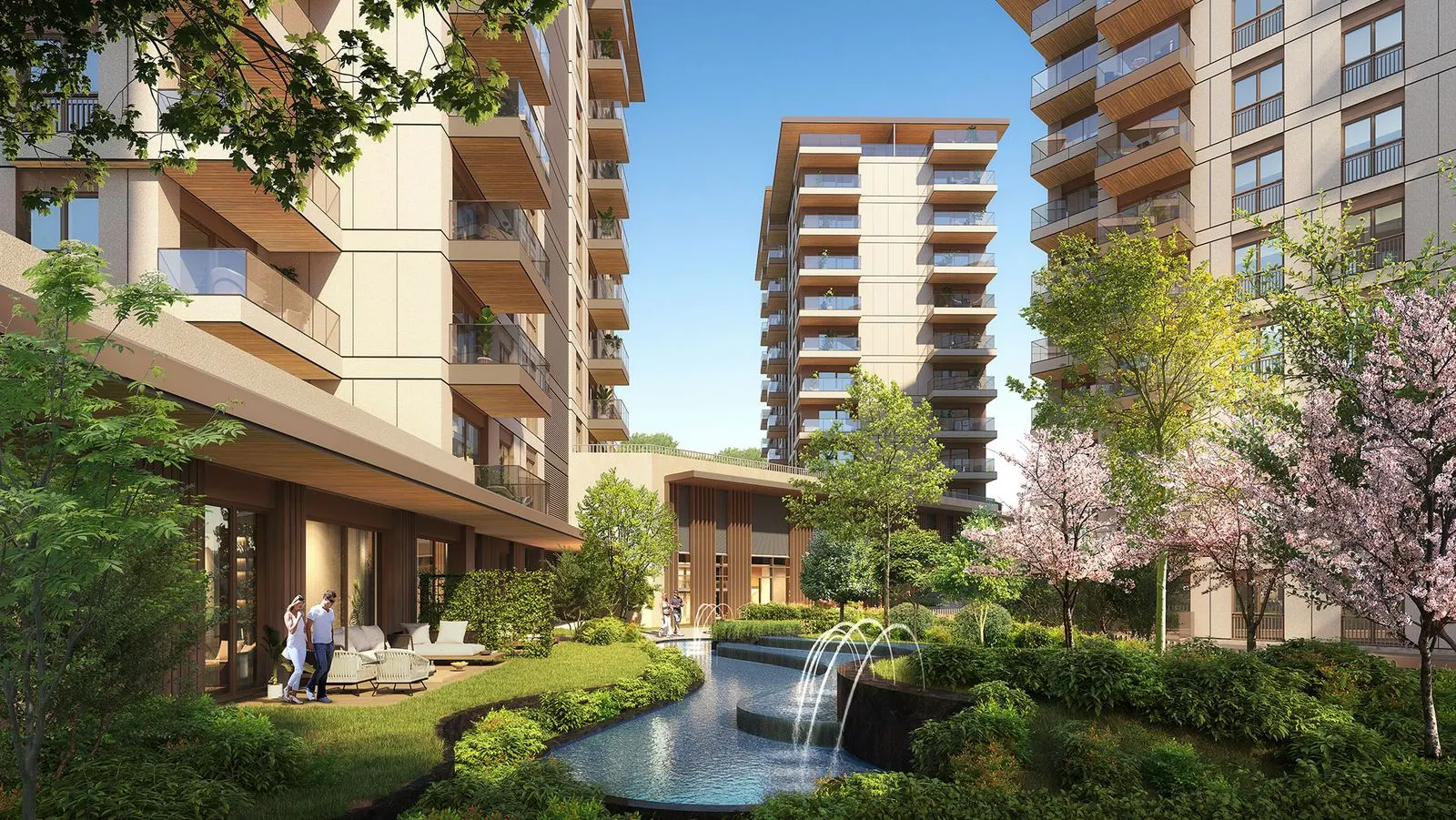 Garden with a waterfall at Avrupa Residence Sisli 2