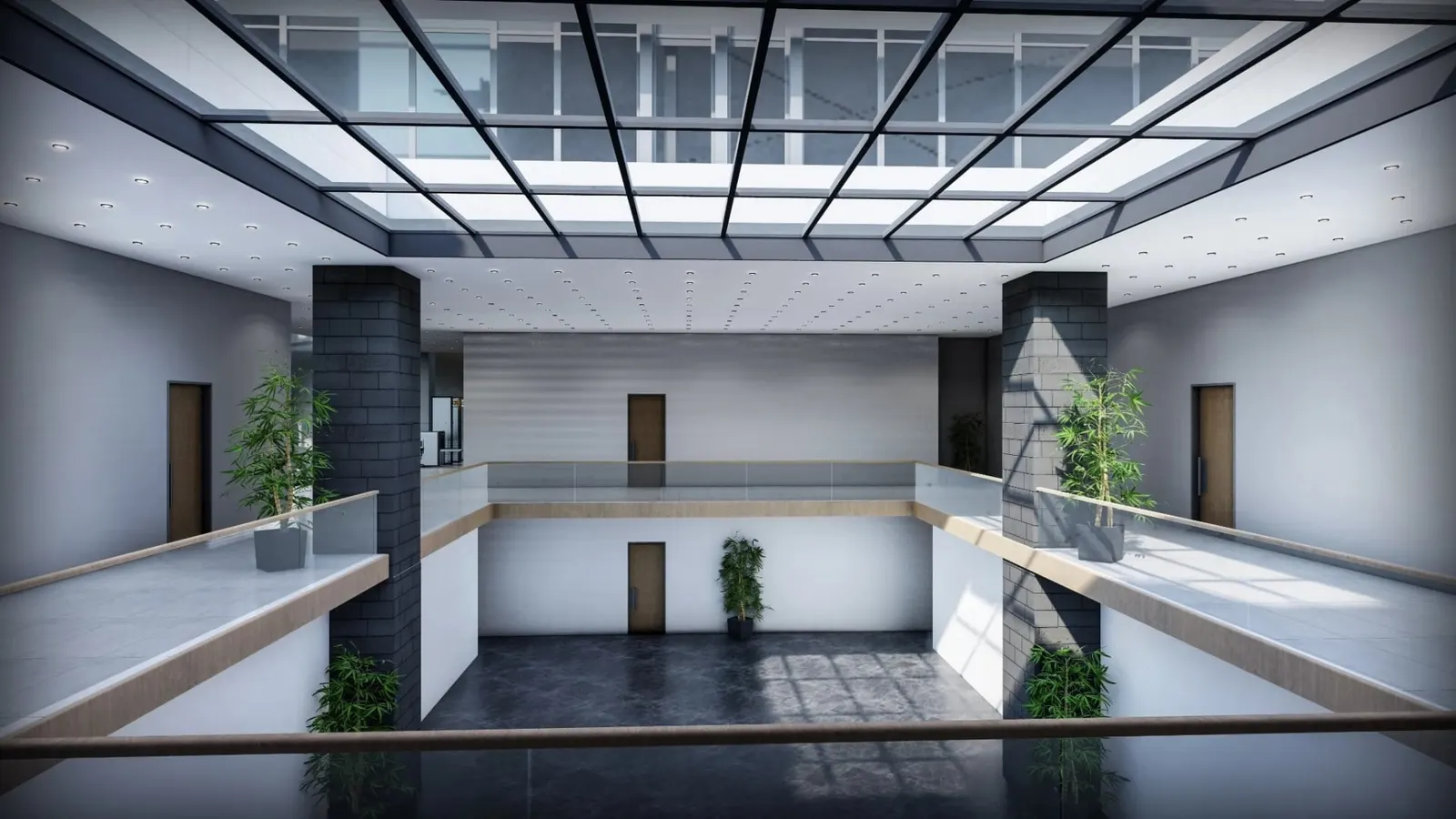 Atrium with a glass roof at Ayos-Sun Plaza