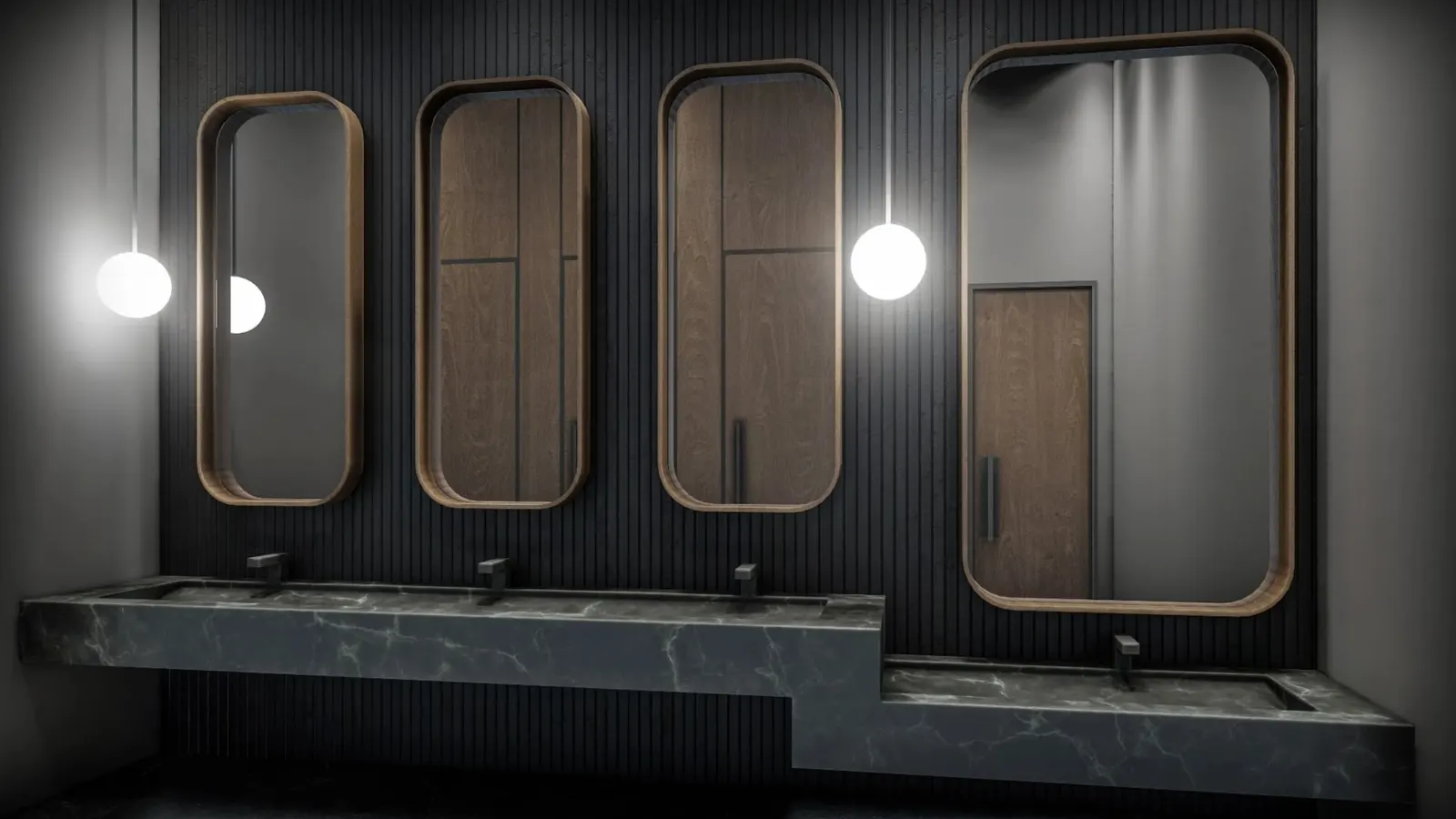Washroom with stone basins at Ayos-Sun Plaza