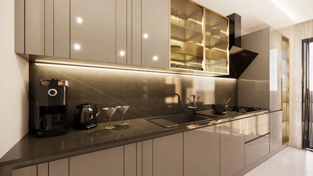 Kitchen in a Bahce Bahcesehir apartment