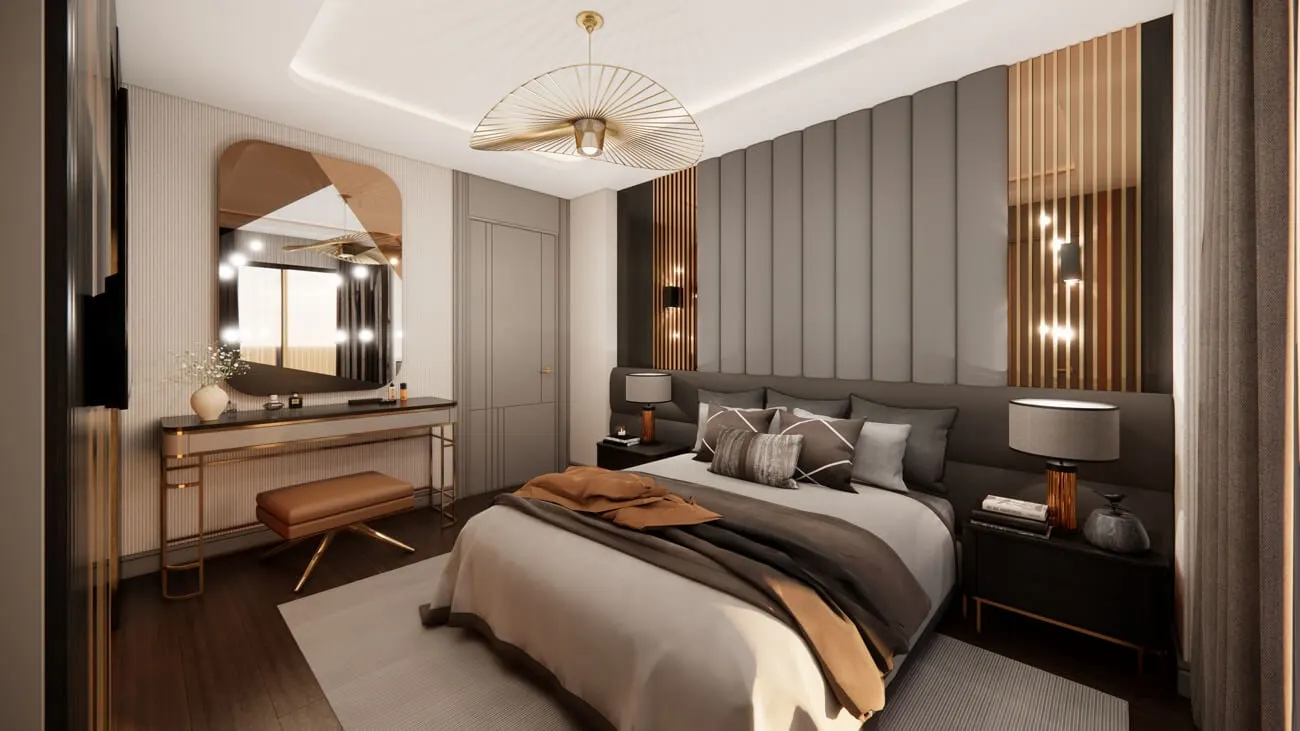 Bedroom in a Bahce Bahcesehir apartment