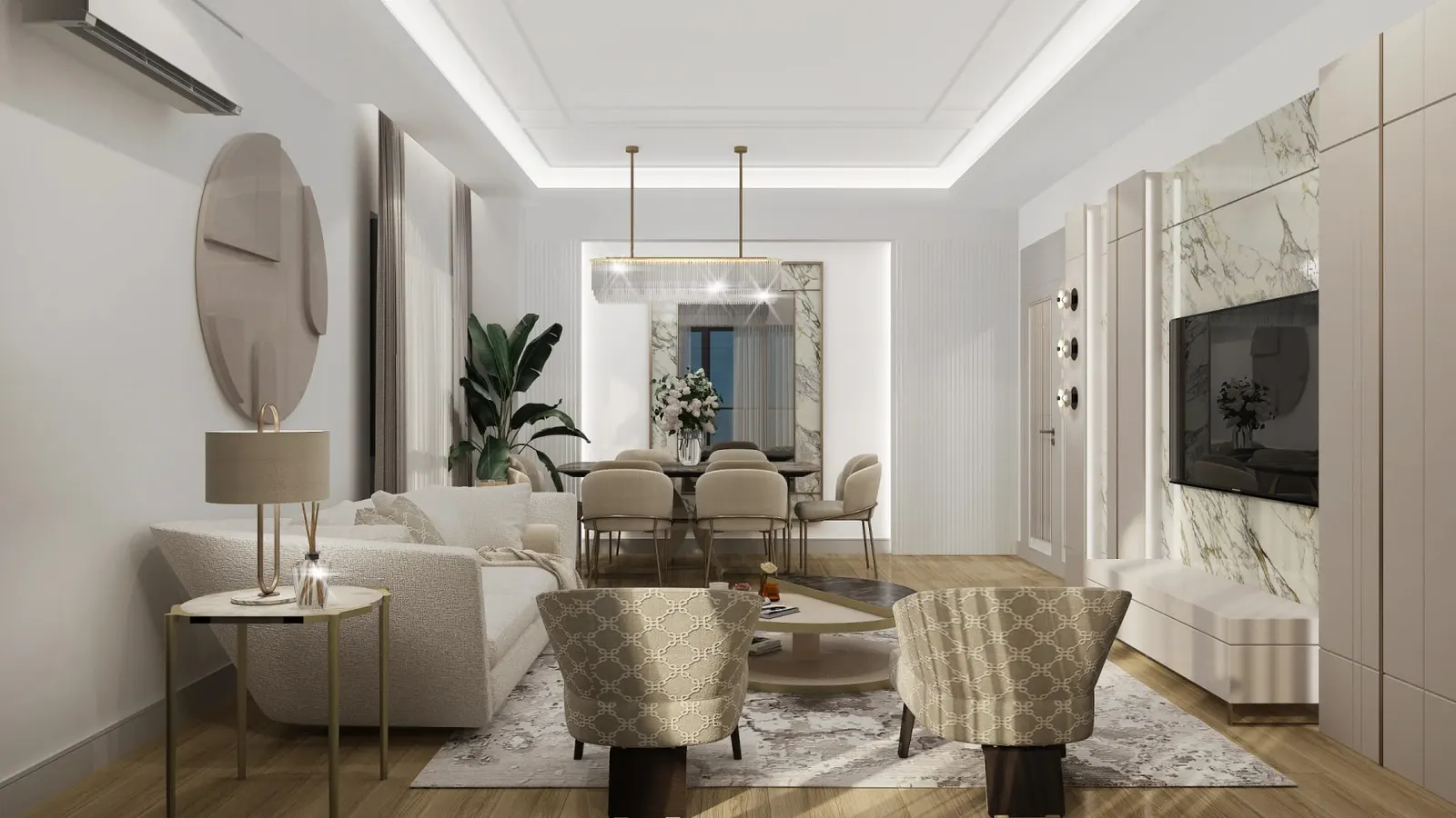 Living and dining room in a Bakirci Zenit Topkapi apartment