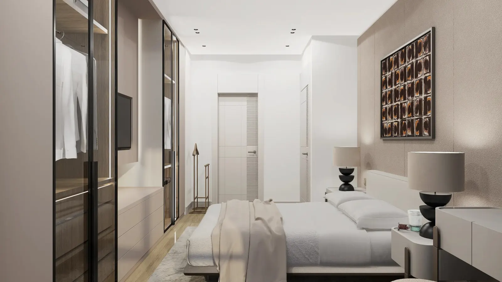 Bedroom with a built-in wardrobe in a Bakirci Zenit Topkapi apartment
