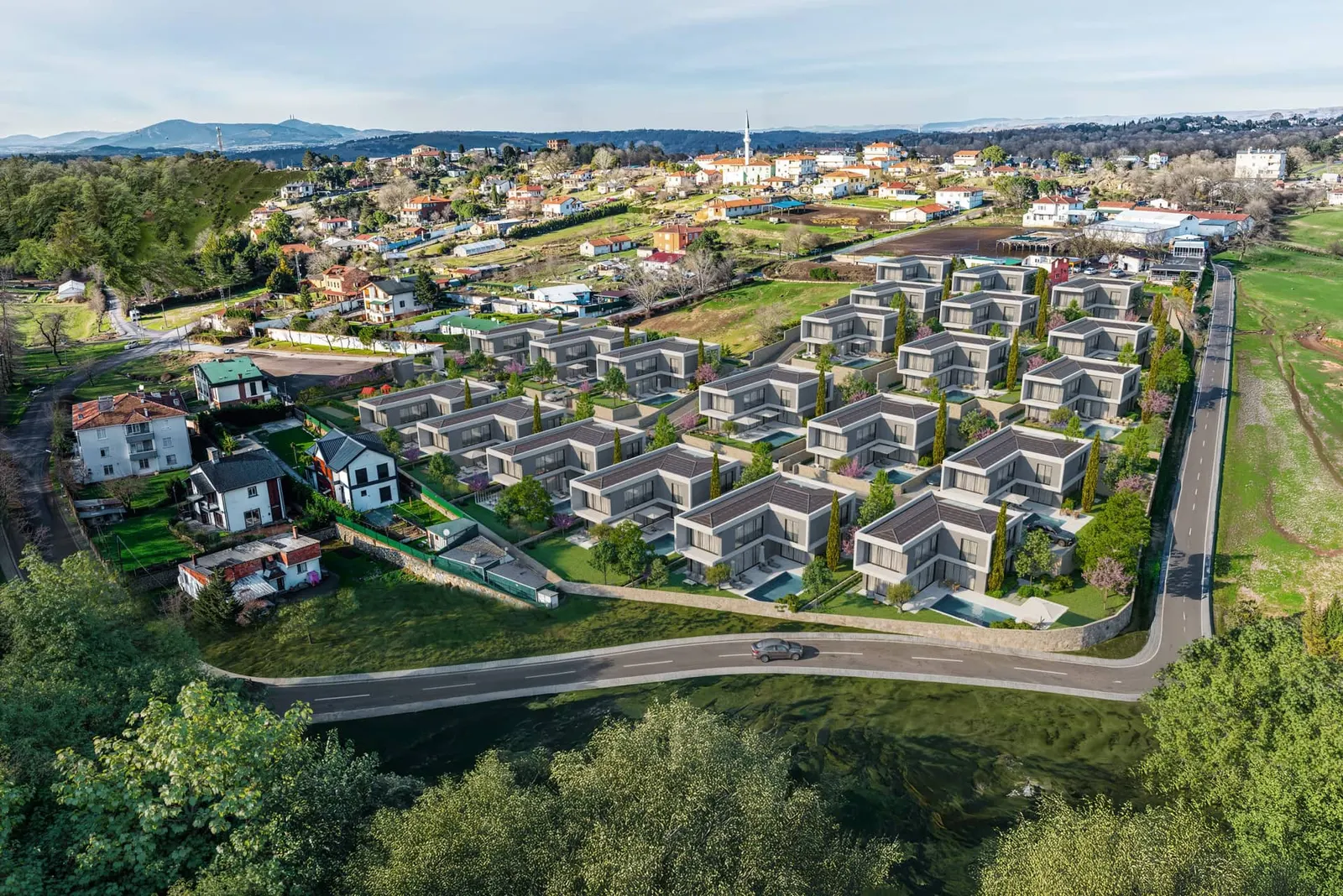 Aerial view of the 21 Ballica Panorama villas